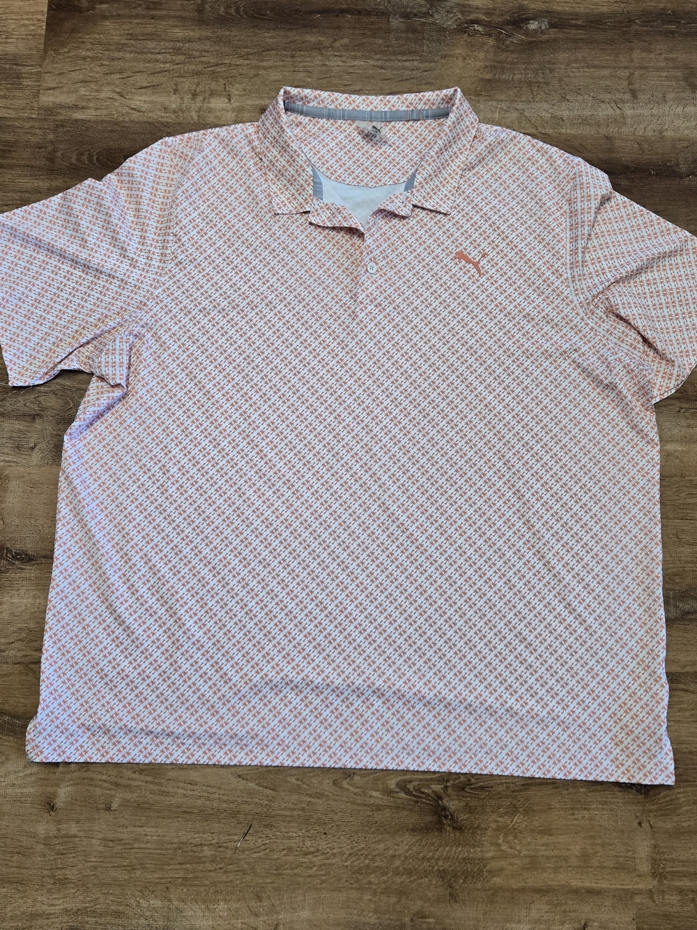 Puma Men's Pink White Patterned Polo